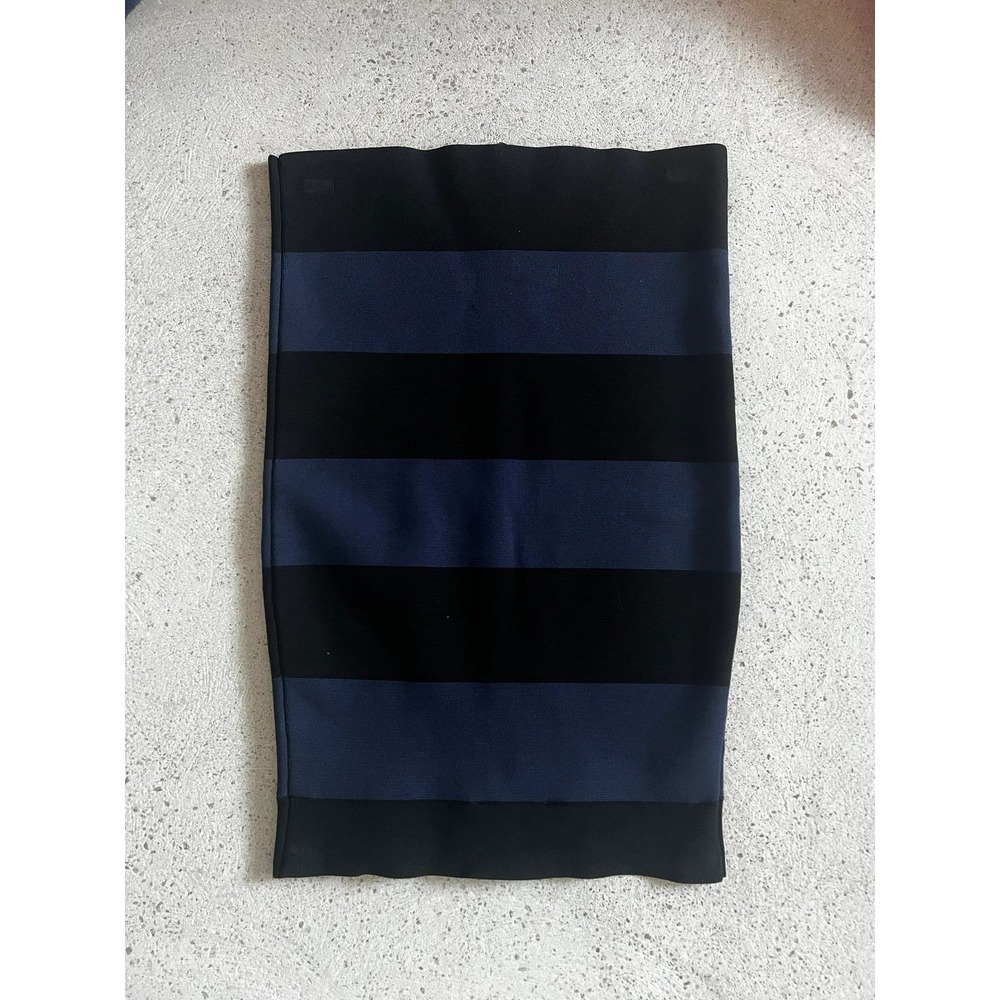 BCBGMAXAZRIA Black & Blue Striped Pencil Skirt Women's Career Elegant - Picture 5 of 6